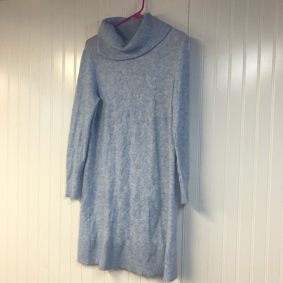 Banana Republic Light Blue Cowl Neck Sweater Dress Long Sleeve Soft Cozy Small - Picture 2 of 4